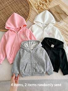 SHEIN LMoss Kids 買1送1，2件組女童純色連帽寬鬆休閒衛衣，度假風，休閒學院風，適合秋冬，日常休閒穿搭，學校，聖誕節，女童冬季服飾，聖誕套裝，派對套裝，日常上學，生日套裝，公主套裝，母女/姐妹套裝，柔軟舒適，天鵝絨面料 - 彩色 - 查看 5