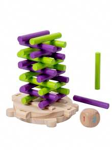 MINKOJA Wooden 2-Player Stacking Tower Balance Game For Kids , Interactive Tabletop Game For Kids 3+, Portable Travel Pocket Game , Outdoor Interactive Toy For Boys And Girls - Multicolor - View 9