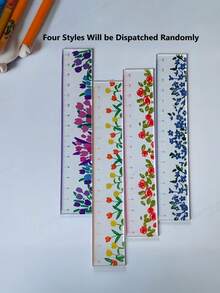 1/4 Set, Clear Plant Ruler Back-To-School Essential Flower Ruler, 5.91-Inch Acrylic Ruler School & Office Supplies - Multicolor - View 8