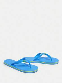 Grefit CUCCOO Blue Contrast Color Print Flat Flip Flop Slippers, Suitable For Home, Beach, Outdoor Wear - Blue - View 6