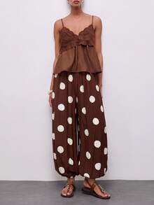 Maija Women's Polka Dot Casual Versatile Daily Lantern Long Pants - Brown - View 7