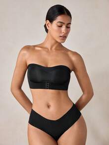 Veilyse Strapless Front Closure Wireless Minimizer Bra, Slip-Resistant & Chafe-Resistant, Thin Camisole Style Bra For Small Bust Women - Black - View 3
