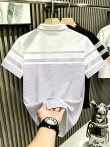 Manfinity Hypemode 男士夏季休闲撞色 Polo 衫 - 彩色 - 查看 2