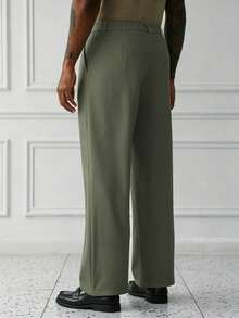 HUEFORM Pantalones largos de pierna recta casuales para ir al trabajo en primavera/verano para hombres - Verde Niebla - Ver 2