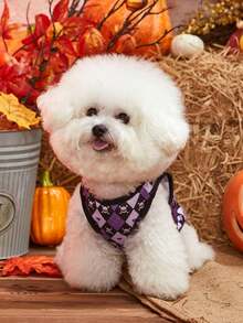 PETSIN 1pc Halloween Style Purple Argyle Skull Pattern Breathable Lightweight Vest - Multicolor - View 7