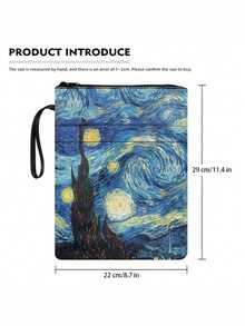 1PC Durable Canvas Book Cover For Hardback Books Waterproof Scratch Resistant Adjustable Fit Van Gogh Starry Night Art Print Vintage Aesthetic Protective Book Sleeve For Students Book Lovers College School Office Daily Use Trending Gift For Art Fans - multicolor - View 7
