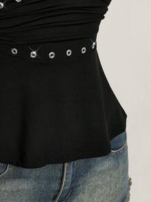 SHEIN ICON 萬聖節女款掛脖露背黑色娃娃裝背心 - 黑色 - 查看 11