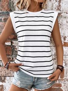 EMERY ROSE Women's Autumn/Winter New Hot-Selling Striped Print Pattern Casual Versatile Plus Size T-Shirt - Multicolor - View 3