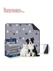 Washable Pee Pads For Dogs, 2 Packs Absorbent Reusable Training Dog Pads Pet Puppy Pads, Non-Slip Potty Pads For Whelping, Playpen, Crate, Bed, Grey 18"X24" - 45*60cm - View 3
