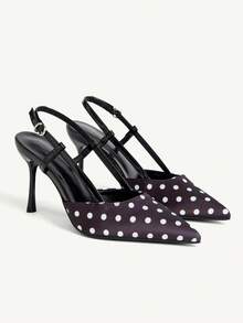 CUCCOO CHICEST Women's Spring And Summer New Black Pointed Polka Dot High Heels, Elegant White High Heels - Black and White - View 4