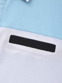 Manfinity Homme Men's Colorblock Casual Commute Short Sleeve Polo Shirt - Blue - View 6