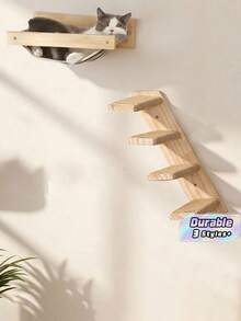 1Pc Of Cat Wall Shelf And Perch For Sleeping, Playing, Climbing And Resting, Cat Ladder Steps, Modern Cat Hammock And Furniture Suitable For Large Cats Or Kittens - Apricot - View 1