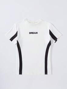 SHEIN Vacaura 青少年男孩 2件/組 夏季休閒拼接色短袖T恤 - 黑與白 - 查看 9