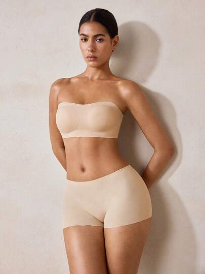 Veilyse Women Seamless Wireless Strapless Bralette, Criss Cross Side Closure Tube Top W/Soft Pads, Non-Sheer Breathable Comfort Everyday Dress Lingerie