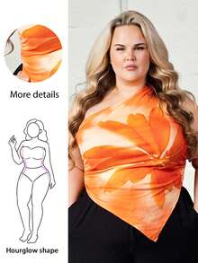 Hourglow Plus Size Women Casual Vintage Floral Print Asymmetrical Top, Suitable For Summer Suitable For Going Out, For Hourglass Body Shape - Multicolor - View 1