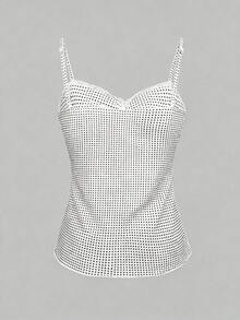 IslaSuriya Women's Summer Casual Polka Dot Print Camisole Top - White - View 2