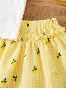 LMoss Kids 2件套女婴针织纯色樱桃刺绣吊带背心和梭织短裤套装 - 彩色 - 查看 6