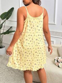 CottageSlumber Plus Size Women Lace Trim Bow Decor Casual Everyday Dress - Yellow - View 2