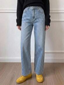 DAZY Light Washed Blue Straight Leg Ankle Length Jeans, All Season - Light Wash - View 10