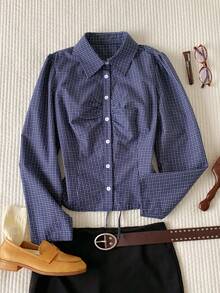 Comfortcana Women's Casual Plaid Shirt, Spring/Autumn Autumn For Women Back To School Going Out Top - Blue - View 1