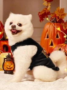 2pcs Pet Cat Dog Universal Halloween Striped Pumpkin Ghost Cartoon Pattern Printed Fashionable, Breathable And Comfortable Dog Vest, PETSIN Original Design - Multicolor - View 10