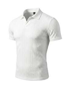 Gym Rark Men's Geometric Textured Short Sleeve Sports Polo T-Shirt - White - View 3