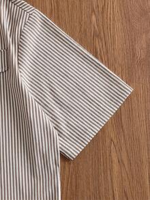 ESTAVOR Camisa casual de hombre con estampado de rayas, verano - Caqui - Ver 6