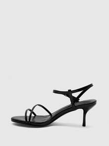CUCCOO BIZCHIC Women Shoes New Spring/Summer Black Round Toe Thin Strap Open Toe Sexy Stiletto High Heel Sandals, Suitable For Commuting, Party, Date, Dance - Black - View 3