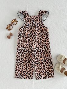 Cozy Pixies Babygirl Cute Summer Fashion Leopard Print Jumpsuit - Multicolor - View 2