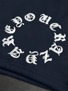 PAVTROS Conjunto casual de hombre con camiseta de tirantes de cuello redondo con letras en relieve y pantalones cortos, para vacaciones - Azul Marino - Ver 5