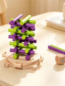MINKOJA Wooden 2-Player Stacking Tower Balance Game For Kids , Interactive Tabletop Game For Kids 3+, Portable Travel Pocket Game , Outdoor Interactive Toy For Boys And Girls - Multicolor - View 5