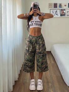 StreetHx Pantalon cargo en jean camouflage taille basse - Multicolore - Voir 5