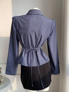 Comfortcana Women's Casual Plaid Shirt, Spring/Autumn Autumn For Women Back To School Going Out Top - Blue - View 2