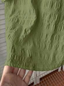 SHEIN LUNE Casual Minimalist Green Women's Shirt Suitable For Summer - Army Green - View 3