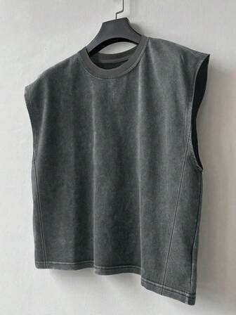 Street Life Men's Printed Contrast Color Fashion Versatile Crew Neck Tank Top For Daily Wear