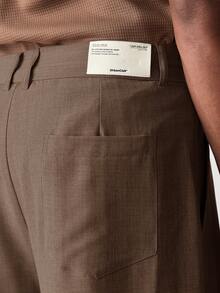 SWAVVY Men's Solid Color Pleated Casual Versatile Daily Travel Long Pants - Brown - View 4