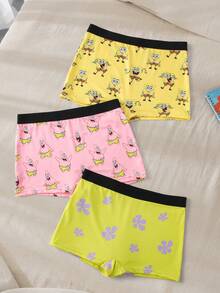 SpongeBob SquarePants | SHEIN Women's Colorblock Cartoon Print Casual Daily Hipster Panties - Multicolor - View 1