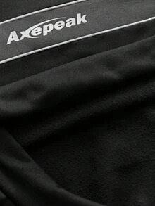AXEPEAK 男士字母印花圓領長袖休閒套頭運動衫 - 黑色 - 查看 6