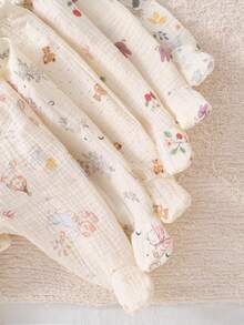 (Random 1) Neugeborenen Crinkle Schleife Bär Polka Dot Pony Blumen Erdbeere Muster Bequeme weiche Langarm Strickjacke Top und Fußhose 2-teiliges Loungewear Set - Verschiedenfarbig - Übersicht 7