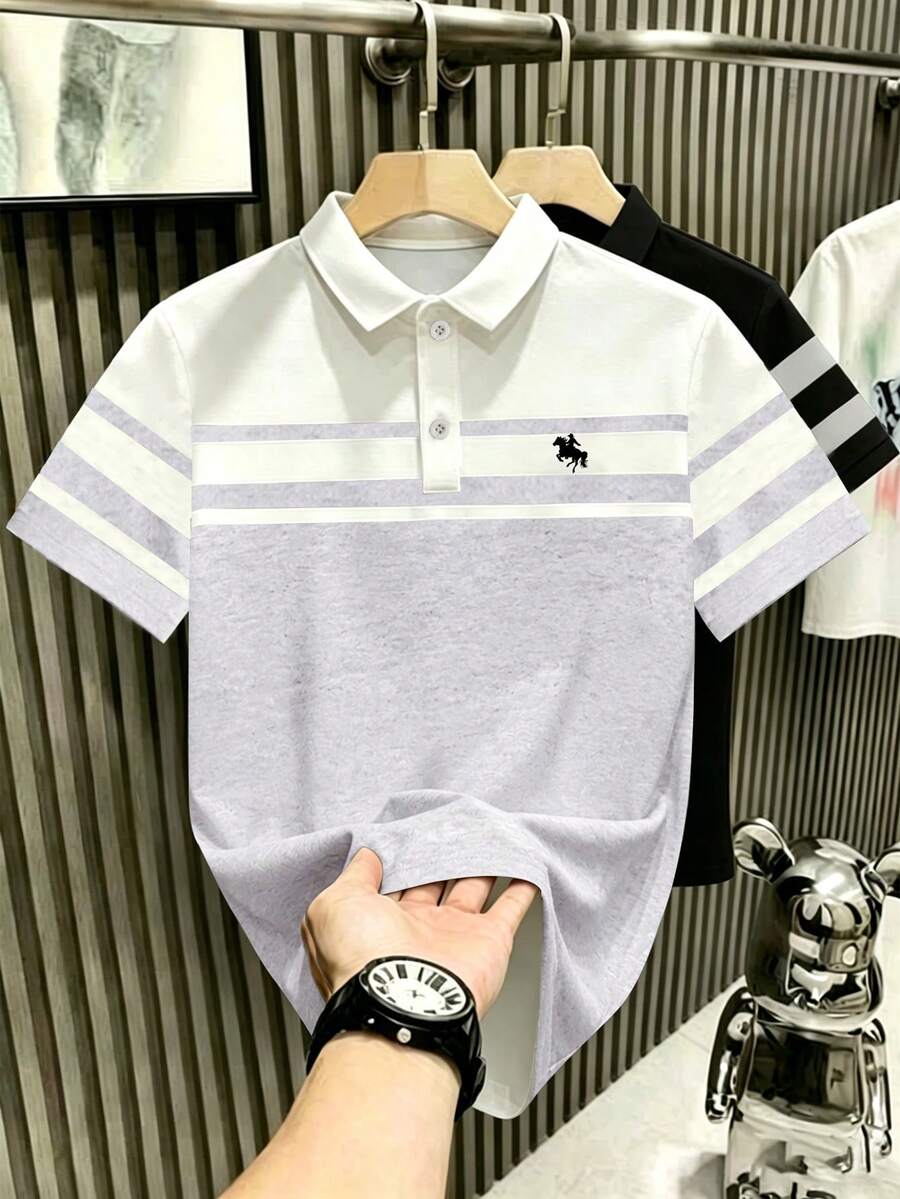Manfinity Hypemode 男士夏季休闲撞色 Polo 衫 - 彩色 - 查看 1
