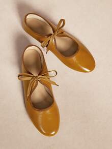 Rosivie Women's Casual Versatile Commuting Simple Lace-Up Flats - Gingerbread PU - View 2