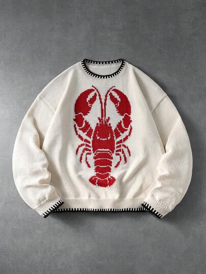 Street Life Herren Lässiger Pullover mit -Muster, Rundhalsausschnitt und Langarm