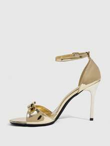 CUCCOO SZL Gold Mirror Bow With High-Heeled Sandals, Party Date Model. - Gold - View 4