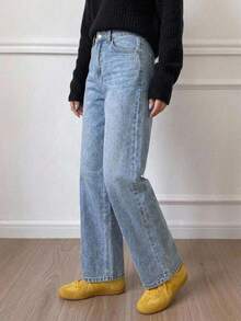 DAZY Light Washed Blue Straight Leg Ankle Length Jeans, All Season - Light Wash - View 8