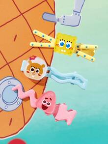 SpongeBob SquarePants | SHEIN 3件組可愛卡通圖案髮夾，禮物，髮飾 - 彩色 - 查看 7