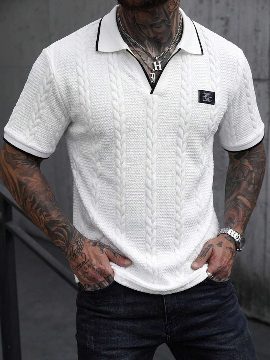 Manfinity CasualCool 男士夏季休閒 Polo 衫，領口、門襟與袖口對比色設計，舒適柔軟易穿，適合儀式場合
