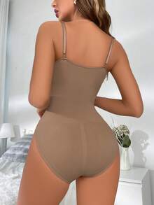 SHEIN Women's Solid Color Camisole Style Camisole Shapewear - Camel - View 2
