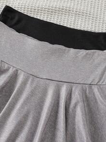 2pcs Girls Fashion Casual Milk Silk Fabric Skirt Hem Leggings - Multicolor - View 4
