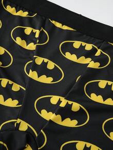 BATMAN X SHEIN 大尺碼女款卡通印花鬆緊腰內褲 - 黑色 - 查看 4