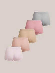Barelissa 5pcs Fashionable Non-Curling Comfortable Underwear Boxer Briefs Safety Pants Set - Multicolor - View 2